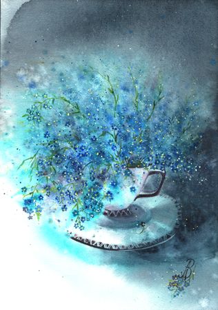 Алла Валежина (Авторская графика - 
                  30 x 42 см) Незабываемое утро