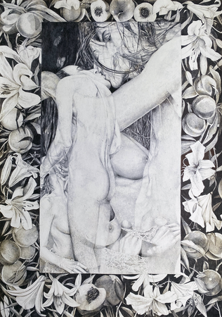 Ева Шорина (Графика цифровая (принты) - 
                  30 x 40 см) Открытка "Hugging Your Skinny Bones"