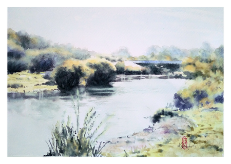 Александр Кормилицын (Авторская графика - 
                  34.5 x 24.5 см) Речка Гайва (г. Пермь)