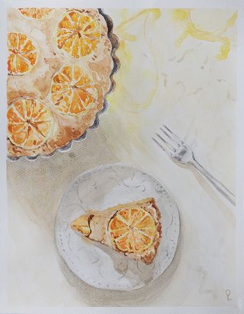 Оливия Лем (Авторская графика - 
                  30 x 38 см) Пирог с мандаринами