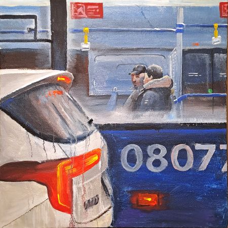 Семён Сомин (Картина, живопись - 
                  70 x 70 см) Автобус