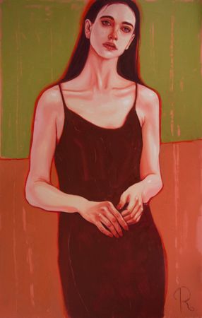Полина Раскольникова (Картина, живопись - 
                  70 x 110 см) Девушка в платье винного цвета (The lady in wine red dress)