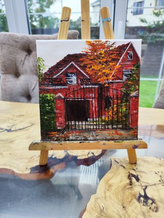Мила Bezú (Картина, живопись - 
                  20 x 20 см) Red brick English house