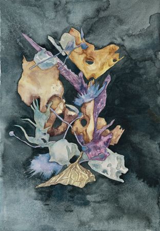 Саша Пучкова (Авторская графика - 
                  35 x 50 см) Green bones