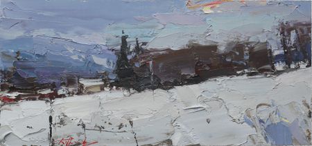 Евгений Бурцев (Картина, живопись - 
                  40 x 20 см) Зимние просторы