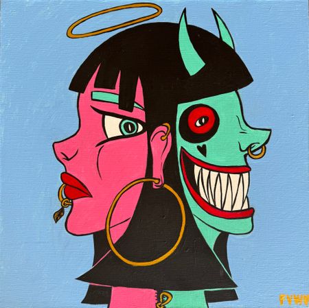 Виолетта Киселева (Картина, живопись - 
                  50 x 50 см) Двуликая