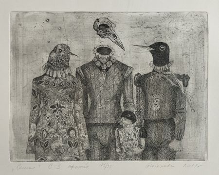 Наталья Лотарева (Графика печатная - 
                  30 x 23.5 см) "Семья" №11