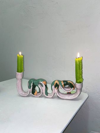 Елизавета Букина (Скульптура - 
                  31 x 12.5 см) Подсвечник "Love"