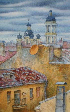 Анастасия Крушельницкая (Авторская графика - 
                  42 x 65 см) Задумчивая погода