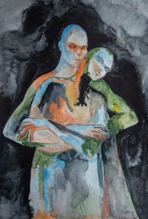 Елизавета Журавлева (Авторская графика - 
                  30 x 44 см) Уязвимые. Портрет влюбленных