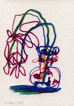 Дмитрий Кавка (Авторская графика - 
                  21 x 30 см) Цветочный натюрморт