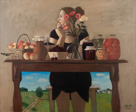 Андрей Аверьянов (Картина, живопись - 
                  80 x 75 см) Воспоминание (Урожай)