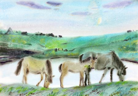 Евгения Сопова (Авторская графика - 
                  70 x 50 см) Перед рассветом