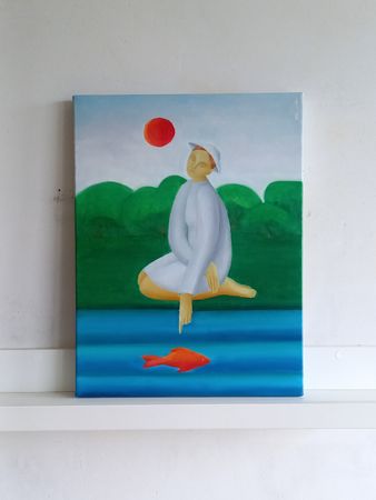 Саша Катинаускиене (Картина, живопись - 
                  30 x 40 см) Красная рыба в синей реке