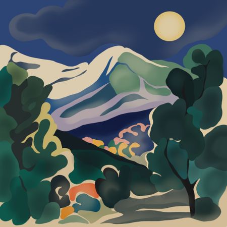 Нина Цорити (Картина, живопись - 
                  70 x 70 см) Горный пейзаж