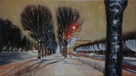 Алан Хатагты (Картина, живопись - 
                  53 x 30 см) #12 Вдоль канала