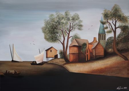 Александр Трифонов (Картина, живопись - 
                  100 x 70 см) На реке в июне