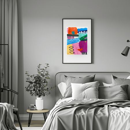 Саша Робинсон (Авторская графика - 
                  21 x 30 см) Абстракция с яркими цветами и простыми формами
