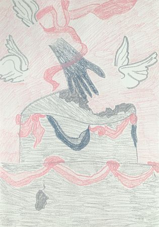 Алина Размахнина (Авторская графика - 
                  42 x 59.4 см) Торт и рука