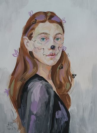 Анастасия Акулова (Авторская графика - 
                  35 x 42 см) Хорошая девочка в чёрном