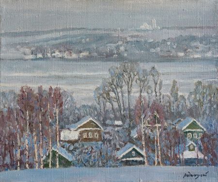 Николай Водолазский (Картина, живопись - 
                  30 x 25 см) Плещеево озеро