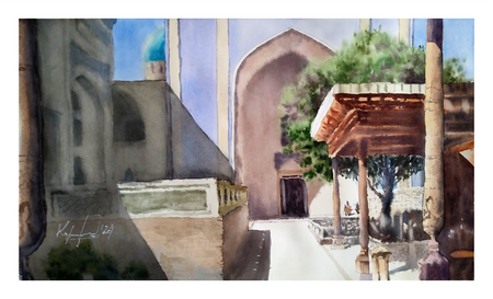 Александр Кормилицын (Авторская графика - 
                  60 x 40 см) Мавзолей Пахлавана Махмуда в Хиве