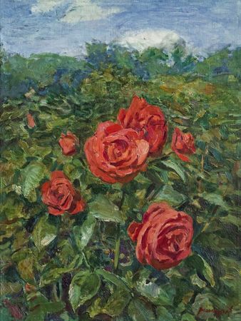 Николай Водолазский (Картина, живопись - 
                  30 x 40 см) Розы в летнем саду