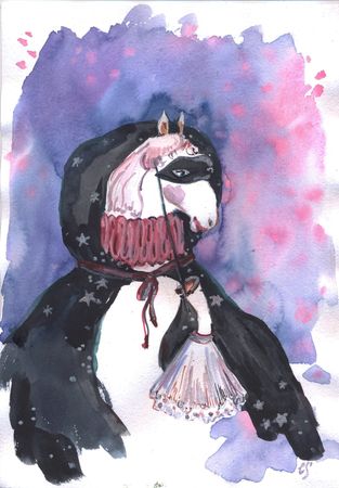 Елена Санина (Авторская графика - 
                  21 x 30 см) Я не я, и лошадь не моя