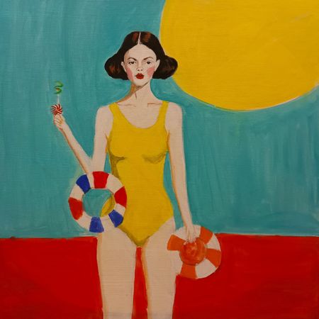 Ольга Чужакова (Картина, живопись - 
                  50 x 50 см) Вперед на пляж