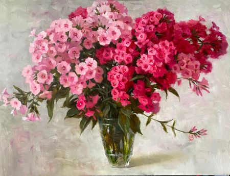 Юлия Непокрытая (Картина, живопись - 
                  80 x 60 см) Флоксы в хрустале