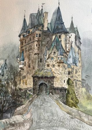 Елизавета Тарасова (Авторская графика - 
                  18.5 x 26 см) Камни в тумане