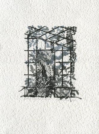 Ольга Безлепкина (Графика печатная - 
                  30 x 40 см) Теплица №2. Состояние серый