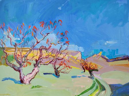 Олеся Лишаева (Картина, живопись - 
                  80 x 60 см) Персиковый сад осенью