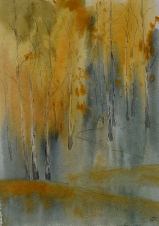 Елена Санина (Авторская графика - 
                  30 x 42 см) Наряды осени