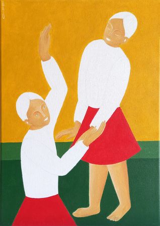 Саша Катинаускиене (Картина, живопись - 
                  25 x 35 см) Подруги в танце