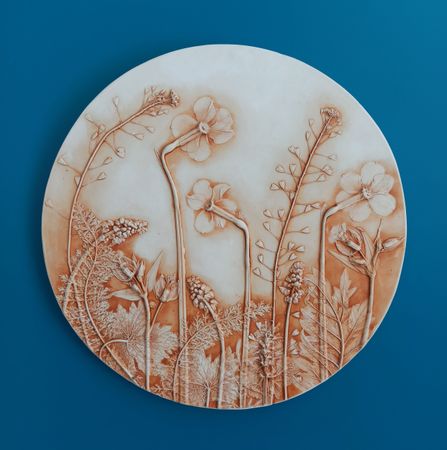 Елена Новожилова (Объект - 
                  33 x 33 см) Ботанический барельеф "НАРЦИССЫ #2"