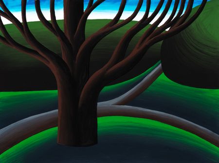 Олег Хвостов (Авторская графика - 
                  40 x 30 см) Пейзаж