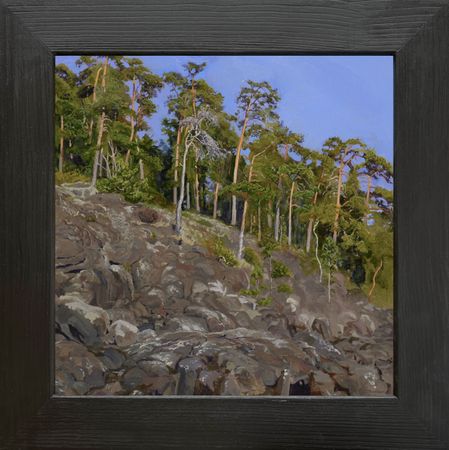 Михаил Псюрников (Картина, живопись - 
                  32.6 x 32.6 см) Скалы и сосны