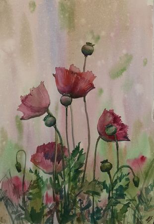 Елена Санина (Авторская графика - 
                  27 x 38 см) Нежный букет