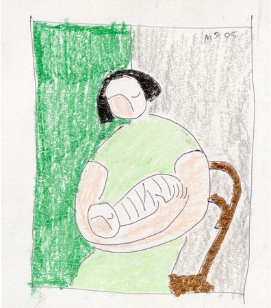 Марсель Ялалов (Авторская графика - 
                  15 x 17 см) Мать и дитя