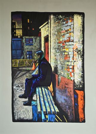 Анастасия Нестерова (Картина, живопись - 
                  105 x 147 см) Из серии "Мой завод. Чёрный человек"