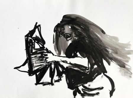 Катерина Садовски (Авторская графика - 
                  42 x 29.7 см) Женщина злится