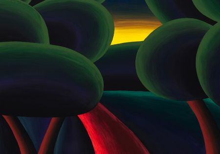 Олег Хвостов (Авторская графика - 
                  57.5 x 40 см) Пейзаж