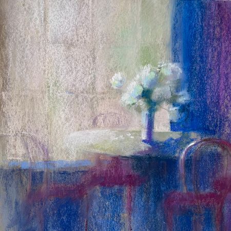 Айгуль Утлякова (Авторская графика - 
                  35 x 35 см) Белые пионы утром