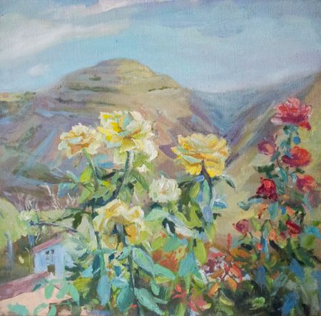 Галина Третьякова (Картина, живопись - 
                  40 x 40 см) Крымская роза