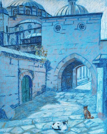 Екатерина Маланьина (Авторская графика - 
                  33 x 45 см) Камни Стамбула