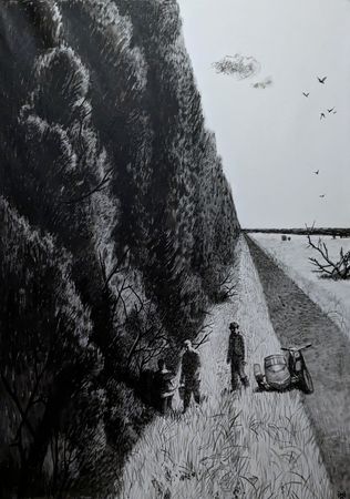 Анастасия Мотина (Авторская графика - 
                  70 x 100 см) В поисках