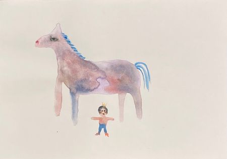 Лина Кордюченко (Авторская графика - 
                  30 x 20 см) Лошадка розовая блестящая