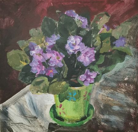 Регина Буглеева (Авторская графика - 
                  23 x 23 см) Фиалки