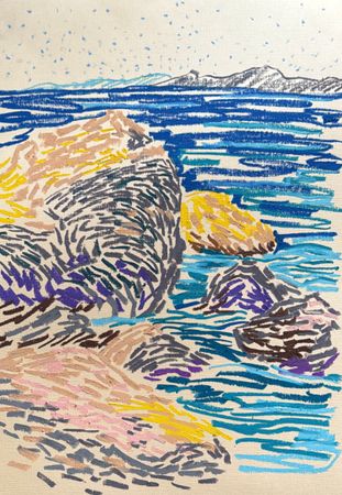 Александра Мато (Авторская графика - 
                  30 x 40 см) Море
